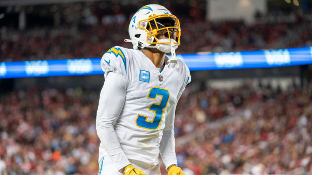 Chargers safety Derwin James Jr. during the first quarter against the San Francisco 49ers.